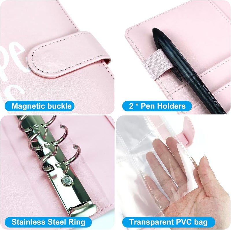 POUYRBA 100 Envelope Challenge Binder, Leather 52 Week Money Saving Challenge Binder Easy and Fun Way for 100 Envelopes Money Saving Challenge Budget Binder for Budgeting Planner & Saving Money - Image 3